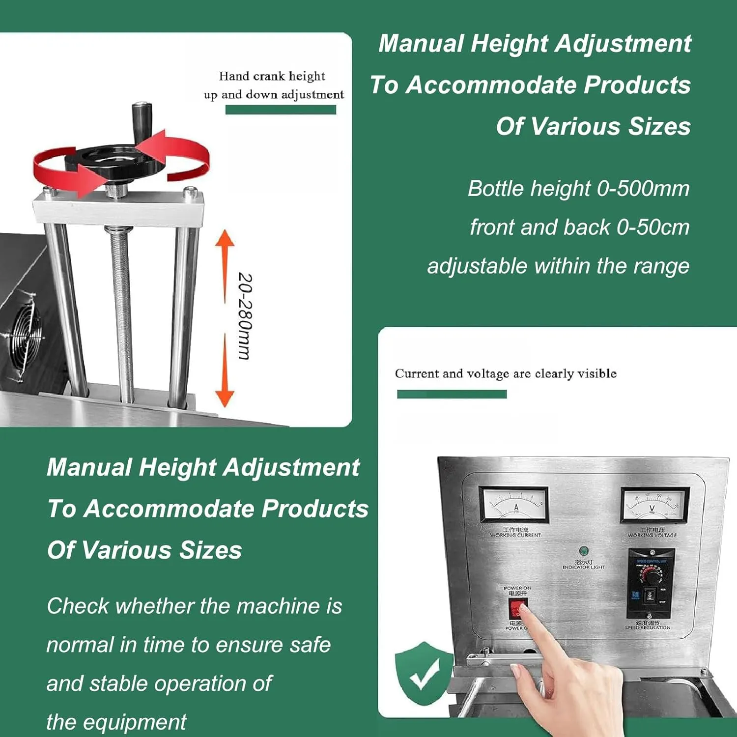 2200W Automatic Aluminum Foil Sealing Machine, Continuous Electromagnetic Induction Band Bag Sealer Plastic Bottle Cap Sealer,110V-15-85mm