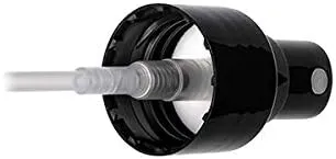 24-410 Smooth Skirt Fine Mist Fingertip Sprayer. With Clear Overcap. 6.875 inch Dip Tube. (BLACK, 20)
