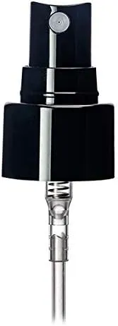 24-410 Smooth Skirt Fine Mist Fingertip Sprayer. With Clear Overcap. 6.875 inch Dip Tube. (BLACK, 20)
