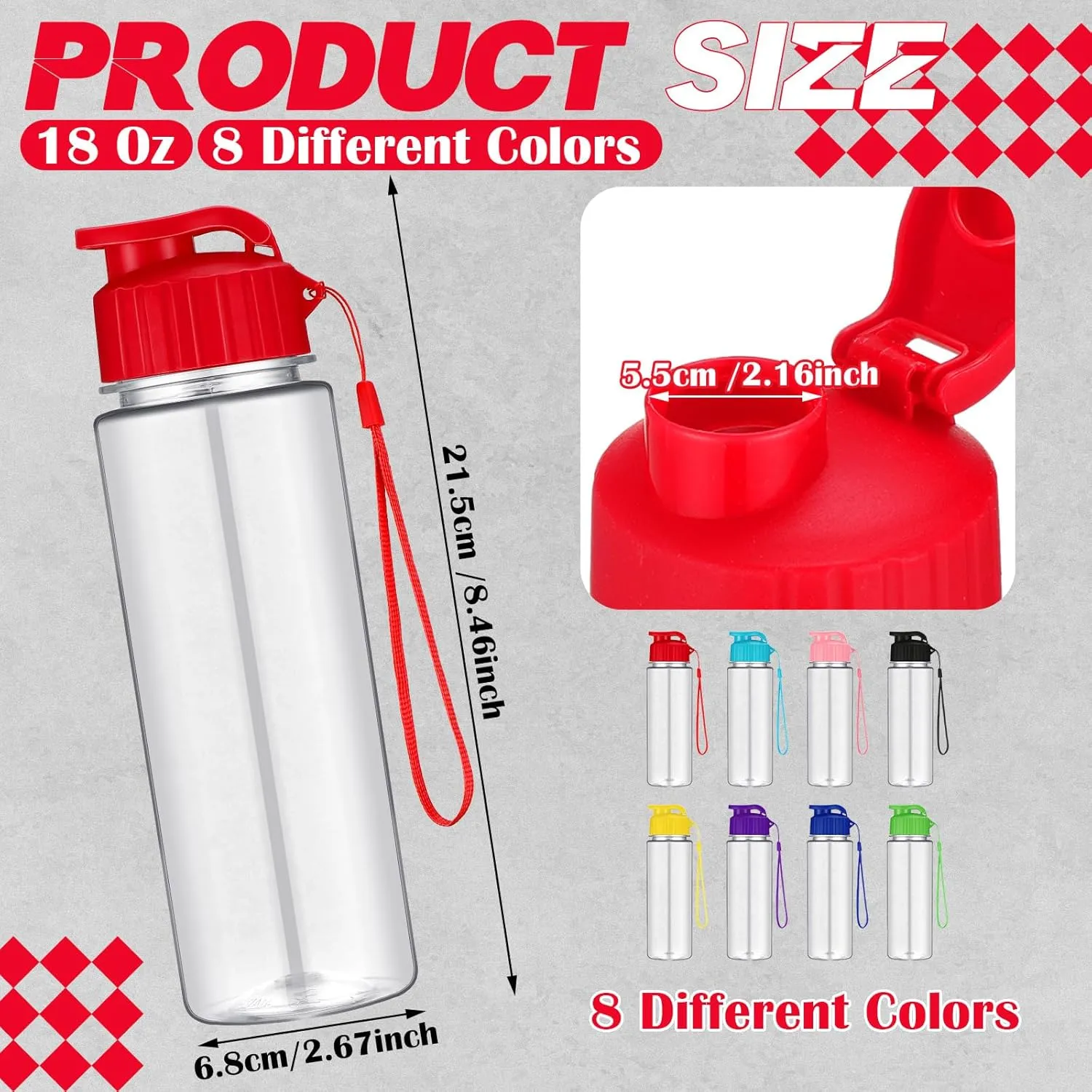 24 Pcs Plastic Water Bottles for Kids Bulk 17 oz Reusable Leak Proof Flip Top Sports Water Bottles with Handle Strap for Summer School Gym Travel End of Year Gift