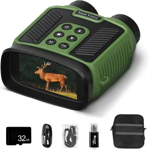 2.5K Night Vision Binoculars for Adults,3" Infrared Night Vision Goggles,with Backlit Silicone Buttons 8X Digital Zoom 7-Level Infrared,Can Be Used During The Day and at Night,Green