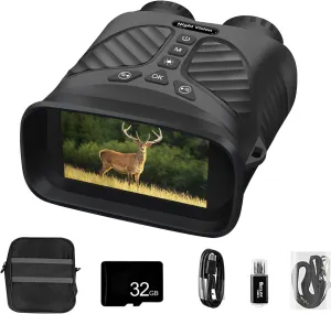 2.5K UHD Night Vision Binoculars for Adults,Infrared Night Vision Goggles,8X Digital Zoom Can Be Used During The Day and at Night,with 32GB Memory Card,Black