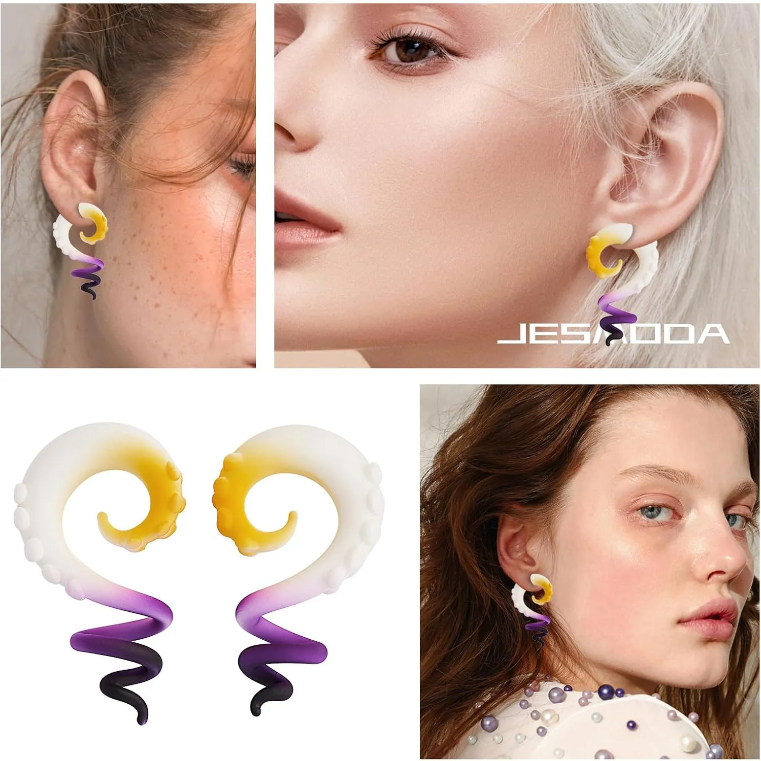 2PCS Ear Tapers Glass Spiral Tapers Expander Hanger Gauges Ear Plugs Ear Tunnels Teardrop Handmade Earrings Stretching Body Piercings Jewelry 4G-1/2
