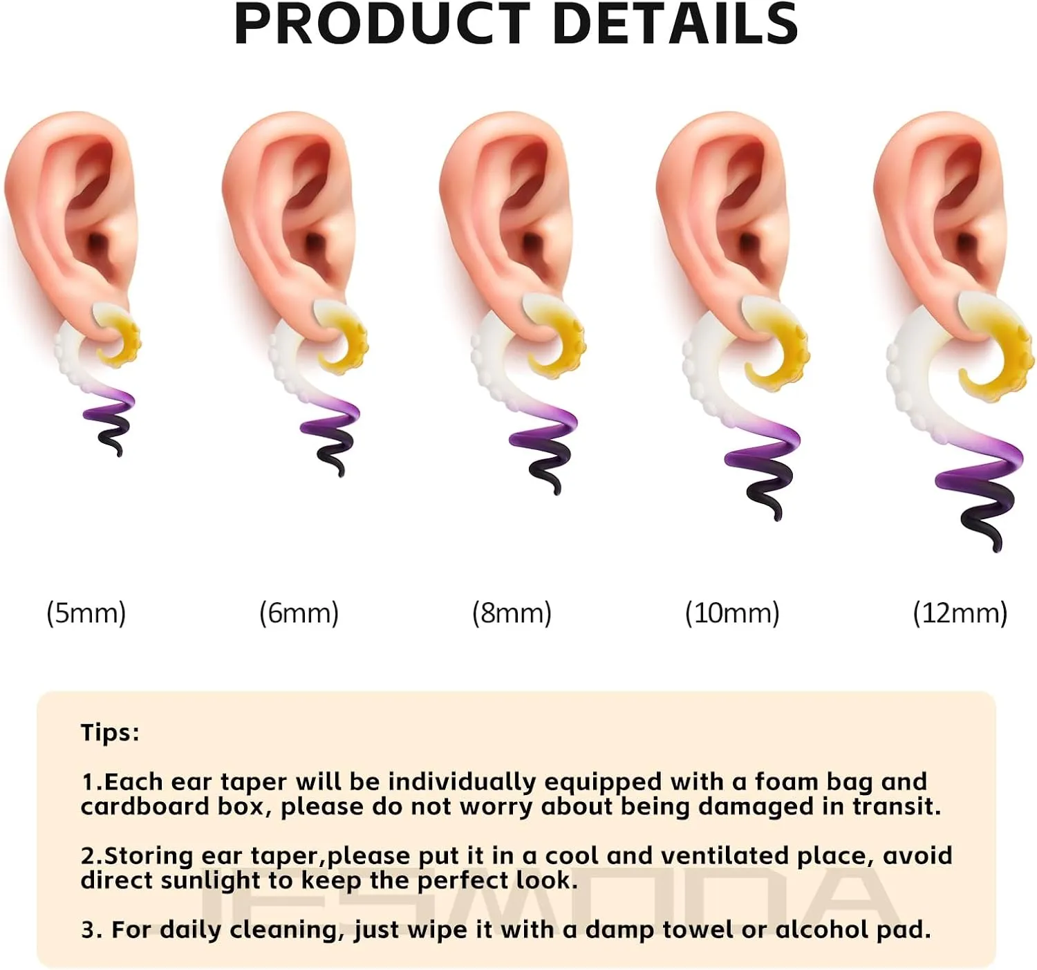 2PCS Ear Tapers Glass Spiral Tapers Expander Hanger Gauges Ear Plugs Ear Tunnels Teardrop Handmade Earrings Stretching Body Piercings Jewelry 4G-1/2