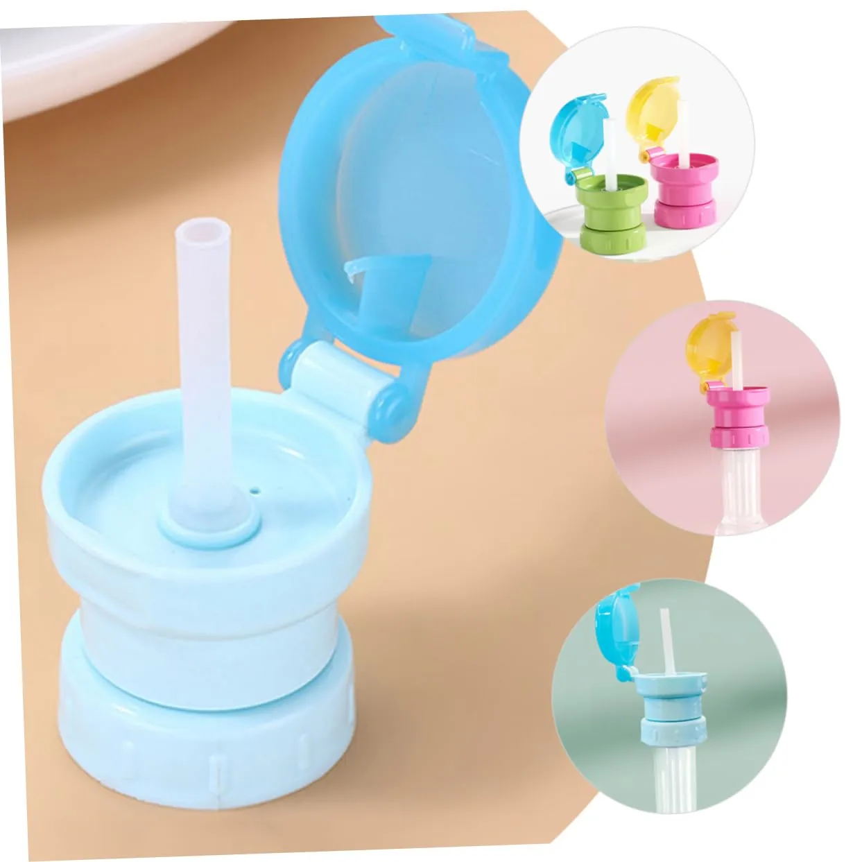 2sets 4 Pcs Water Bottle Topper Caps with Straws Water Bottle Adapters and Brightly Colored Design 4pcs*2