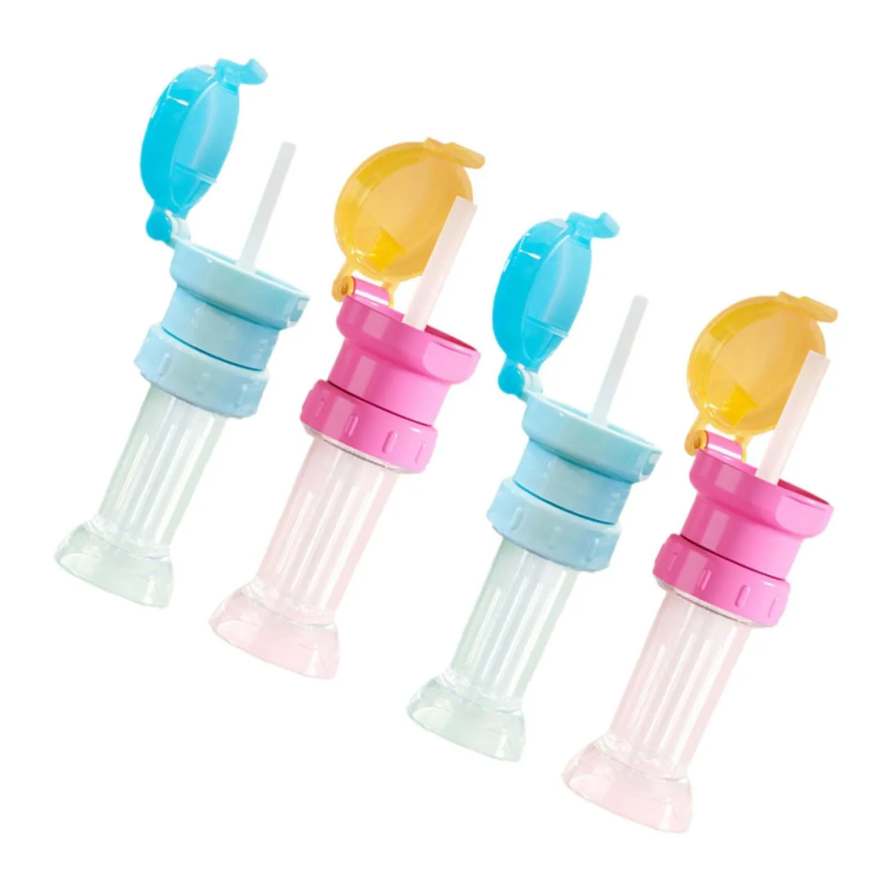 2sets 4 Pcs Water Bottle Topper Caps with Straws Water Bottle Adapters and Brightly Colored Design 4pcs*2