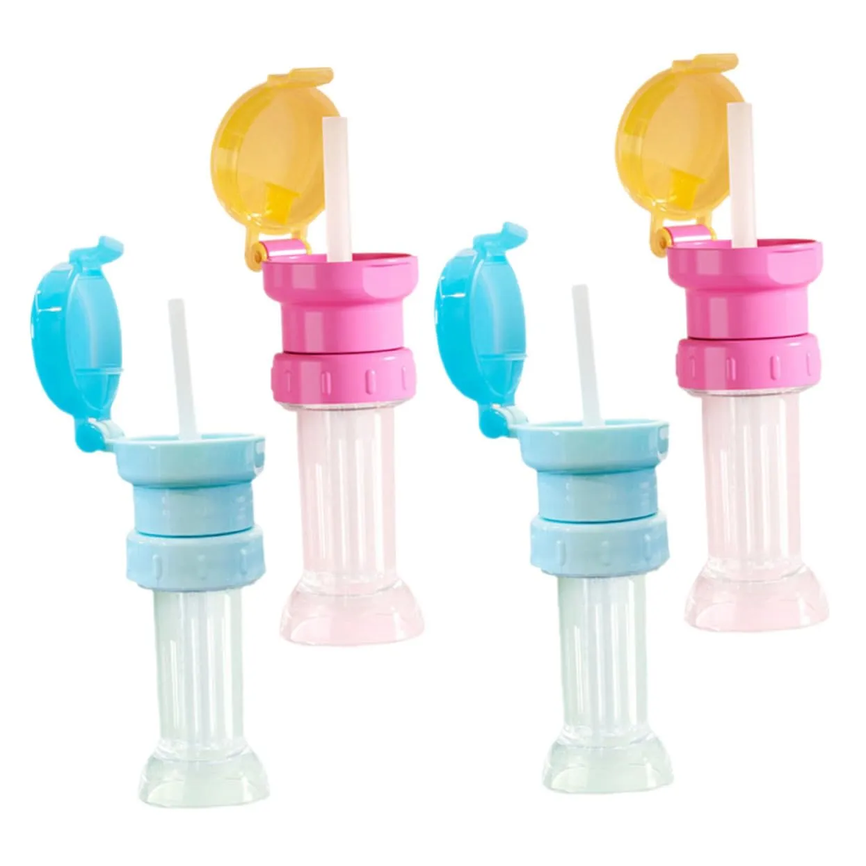 2sets 4 Pcs Water Bottle Topper Caps with Straws Water Bottle Adapters and Brightly Colored Design 4pcs*2