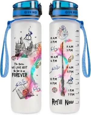 34HD Birthday Gifts for Women, Magic Movie Water Bottle 32 oz with Time Marker, Literature Character Motivational Bottle, Funny Gifts for Movie Lovers