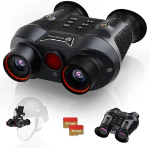 3D VR Night Vision Goggles Head Mounted 4K Video 6X Digital Zoom with Two 32GB TF Cards Rechargeable 2296FT Digital Infrared Night Vision Binoculars