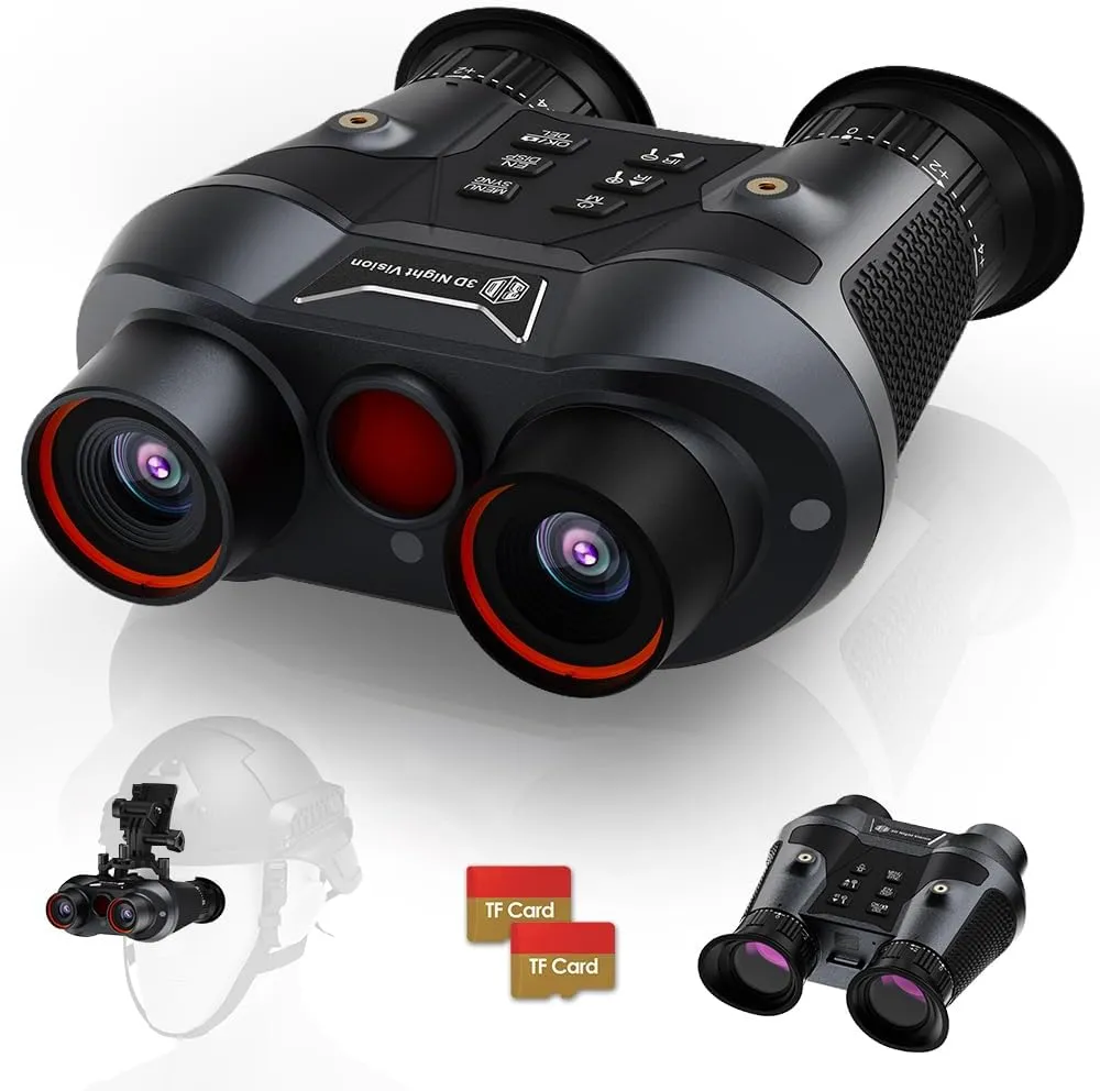 3D VR Night Vision Goggles Head Mounted 4K Video 6X Digital Zoom with Two 32GB TF Cards Rechargeable 2296FT Digital Infrared Night Vision Binoculars
