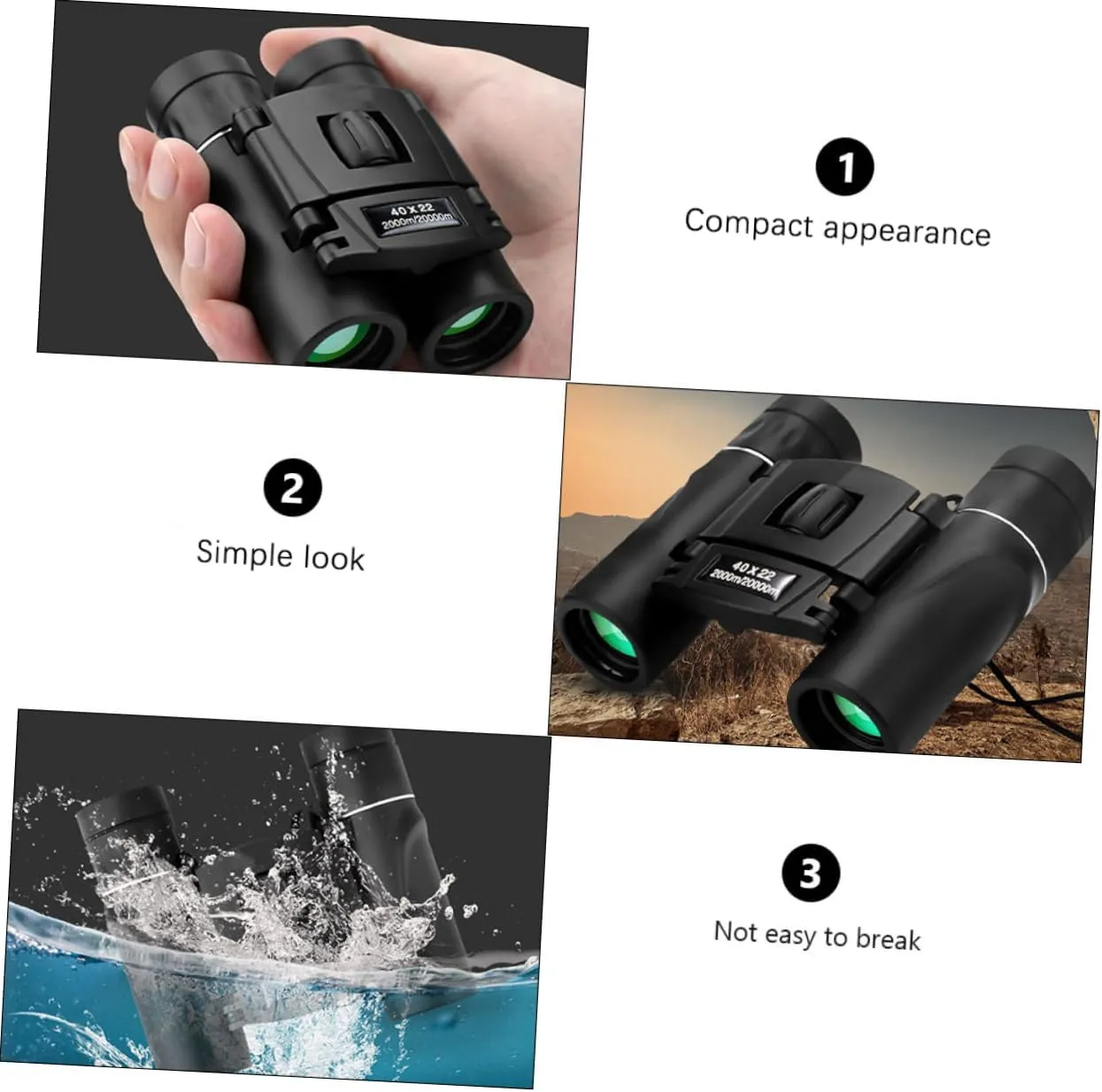 3pcs Binoculars Pocket Binocular Goggles Sightseeing Binocular Safety Goggles for High Definition Binocular Telescope Hunting Binocular Bunoculars Black Metal (Blackx3pcs 9X10X3.5CMx3pcs)