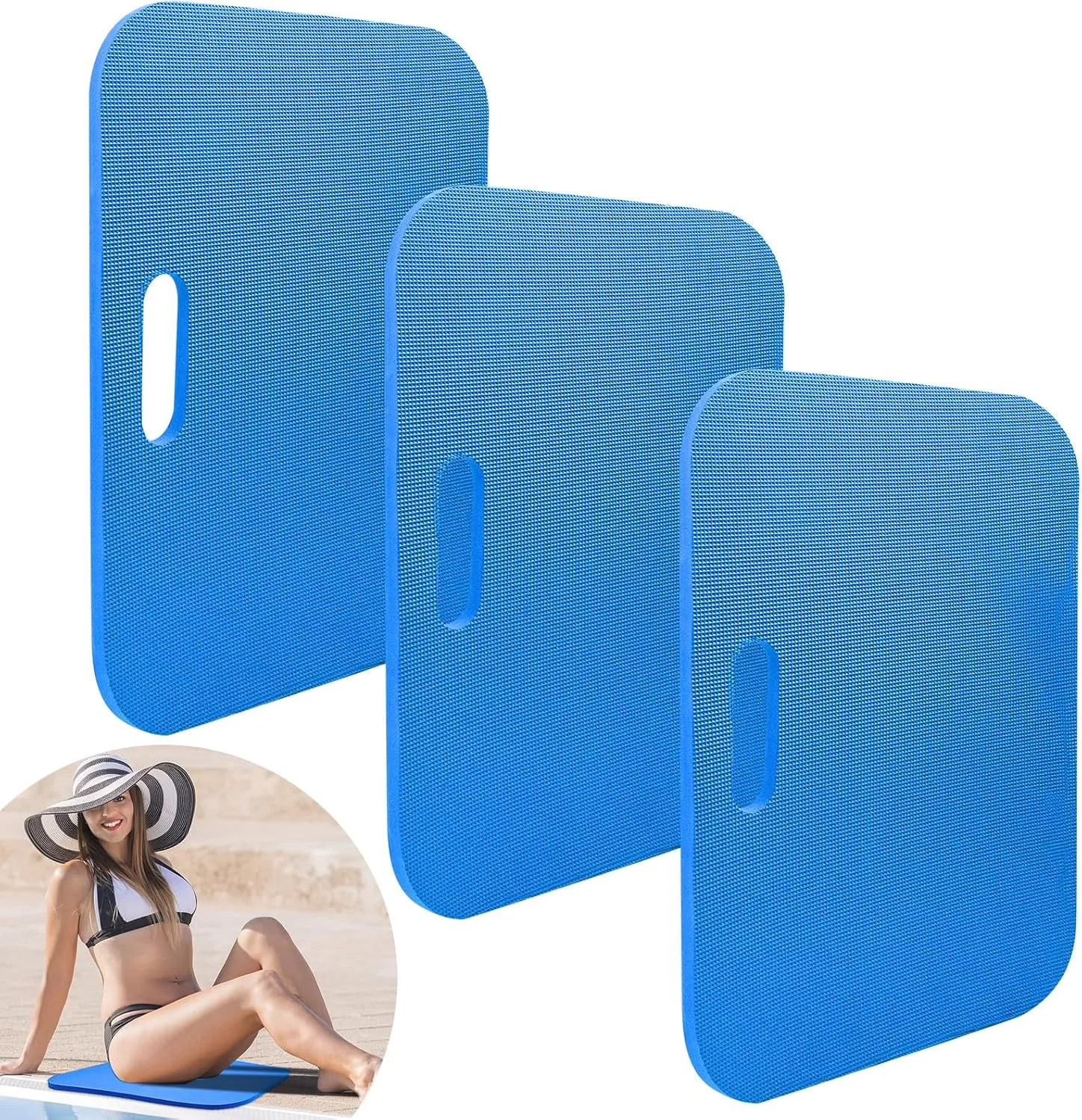 3PCS Pool Seats for Edge of Pool, 17x13 in Poolside Seating Mat Soft Foam Pool Cushion Pad Multifunction Poolside Chair Pool Side Accessories for Pool Owner, Adults Kids Lounging