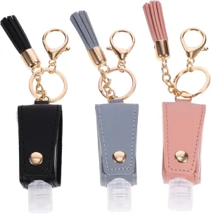 3Pcs Travel Lotion Bottle Refillable Containers with Keychain Tassel for Shampoo Soap Lotion and Liquid