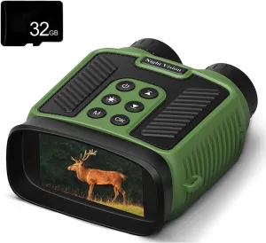 3" Night Vision Binoculars,984FT Night Vision Goggles for Adults,10X Optical Zoom 8X Digital Zoom,with Photo Mode Video Mode Playback Mode,for Camping,Green