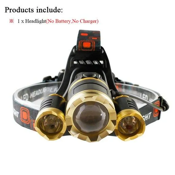 3T6 usb rechargeable zoom led headlamp cree xml t6 head lamp waterproof lights headlight 18650battery head flashlight head torch