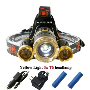 3T6 usb rechargeable zoom led headlamp cree xml t6 head lamp waterproof lights headlight 18650battery head flashlight head torch