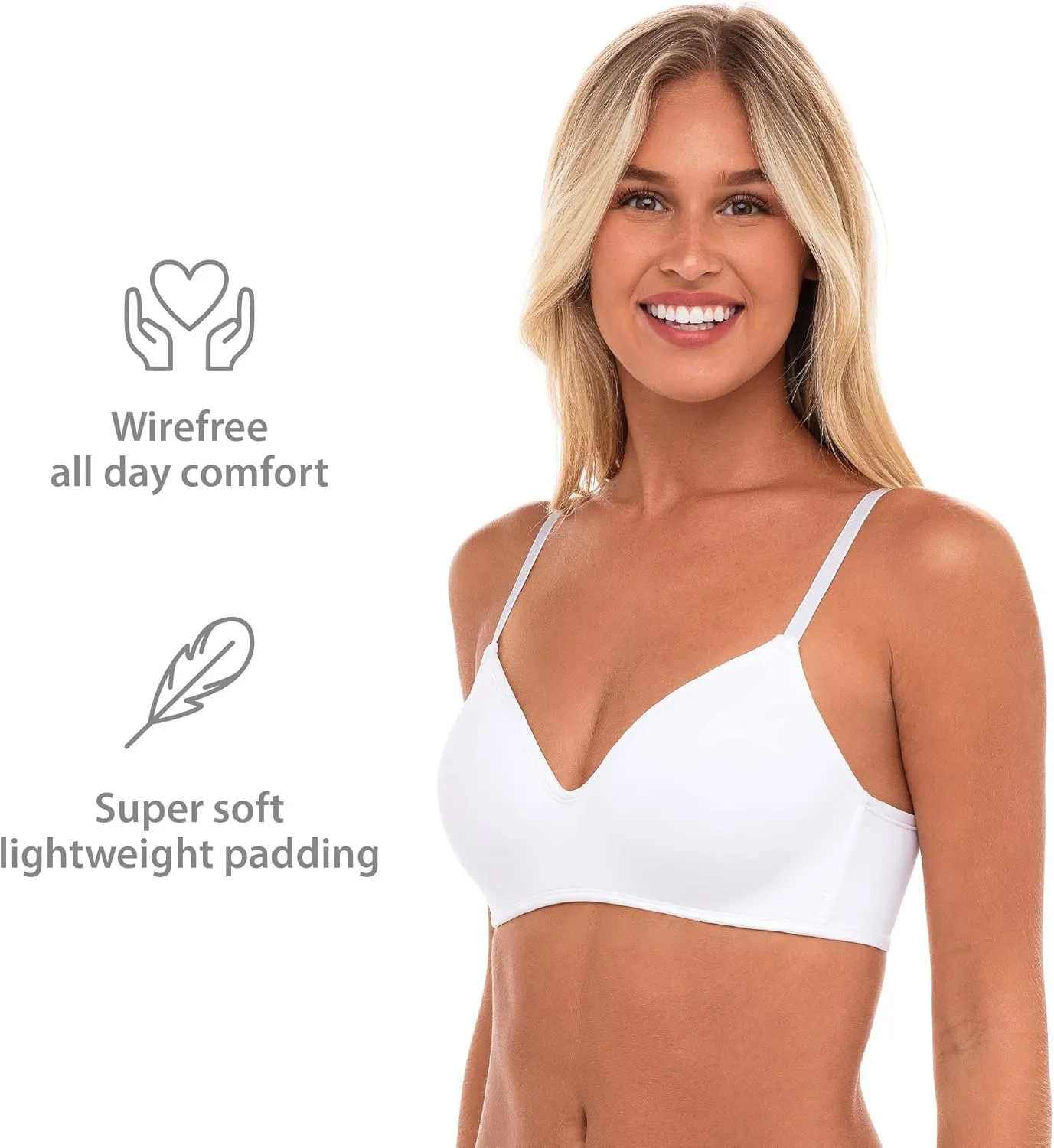 4 Pack Wirefree Bra - Women's Flexible Soft Foam Wireless No Wire Soft Pad T Shirt Bra Value Pack