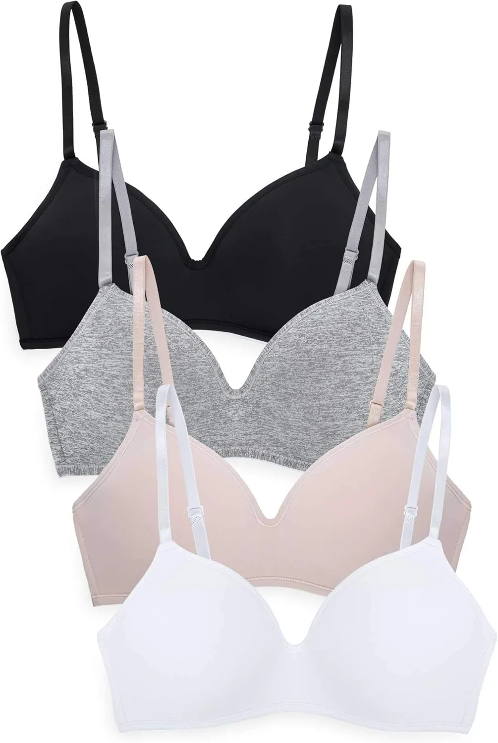 4 Pack Wirefree Bra - Women's Flexible Soft Foam Wireless No Wire Soft Pad T Shirt Bra Value Pack