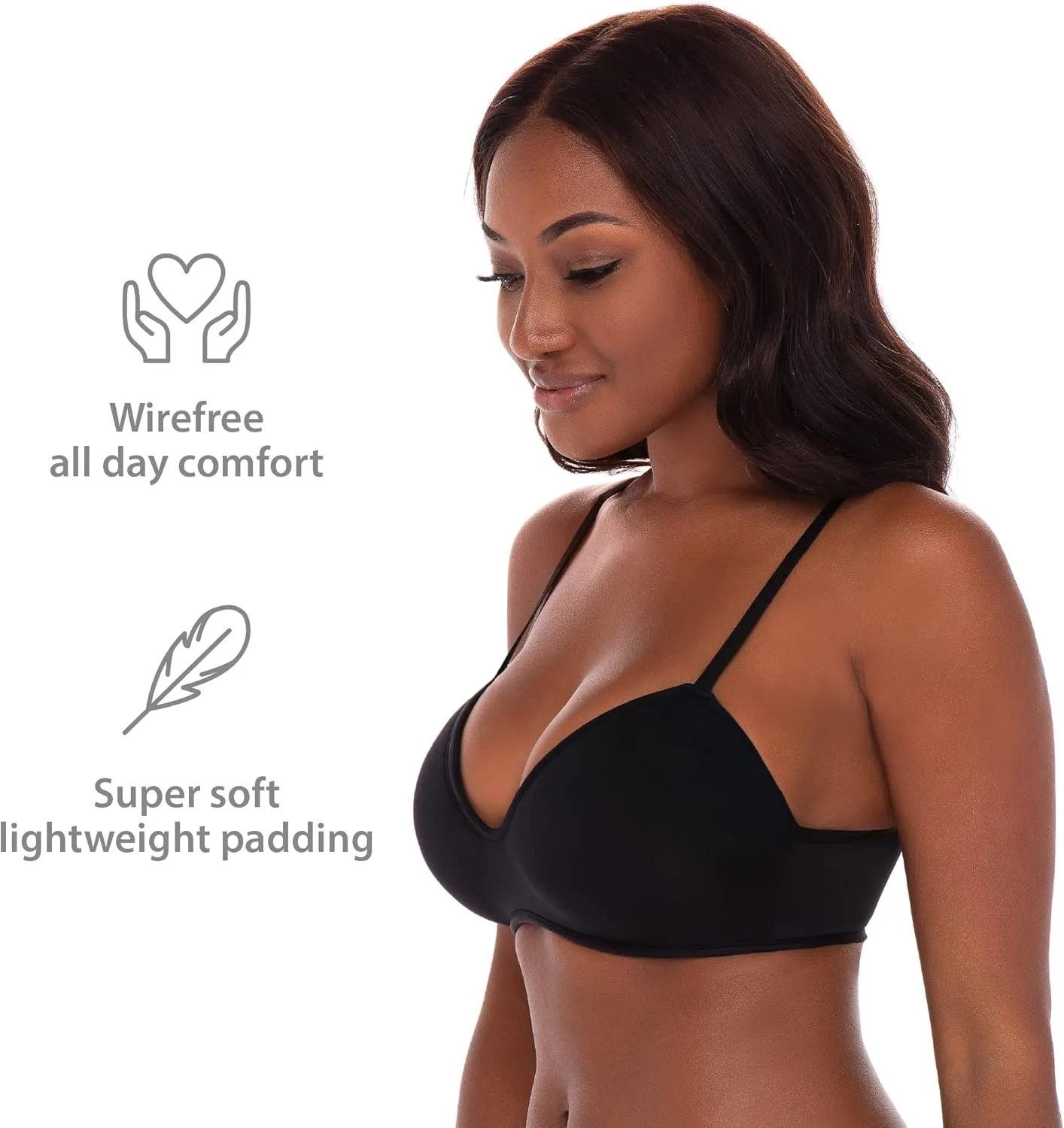 4 Pack Wirefree Bra - Women's Flexible Soft Foam Wireless No Wire Soft Pad T Shirt Bra Value Pack