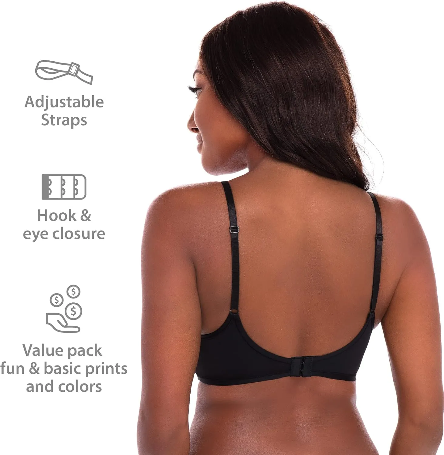 4 Pack Wirefree Bra - Women's Flexible Soft Foam Wireless No Wire Soft Pad T Shirt Bra Value Pack