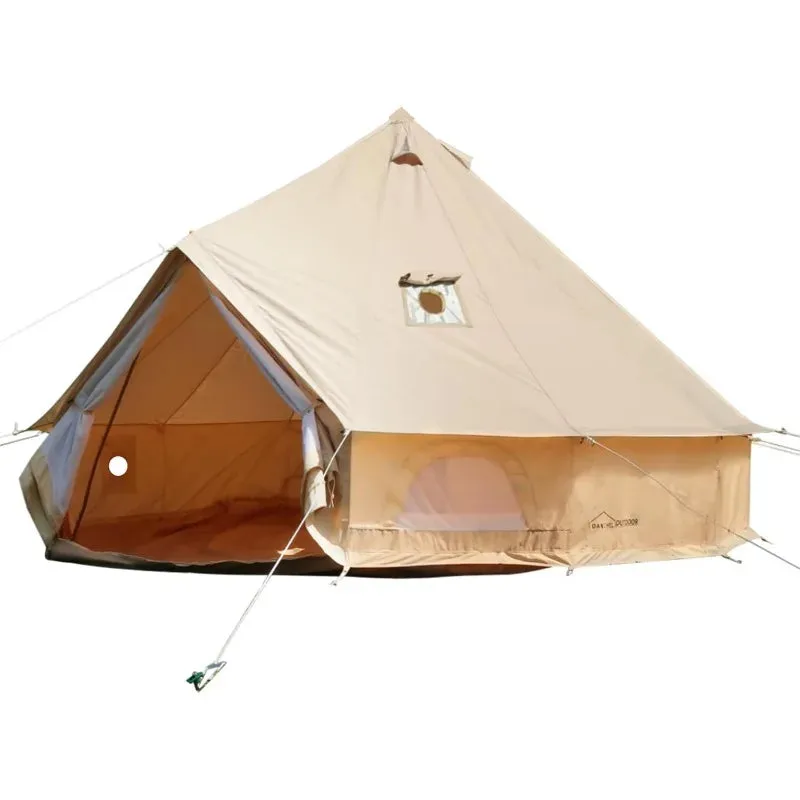 4 Season Canvas Bell Tent with 2 Stove Jacks, Yurt Tent for All Year Living for 4 People