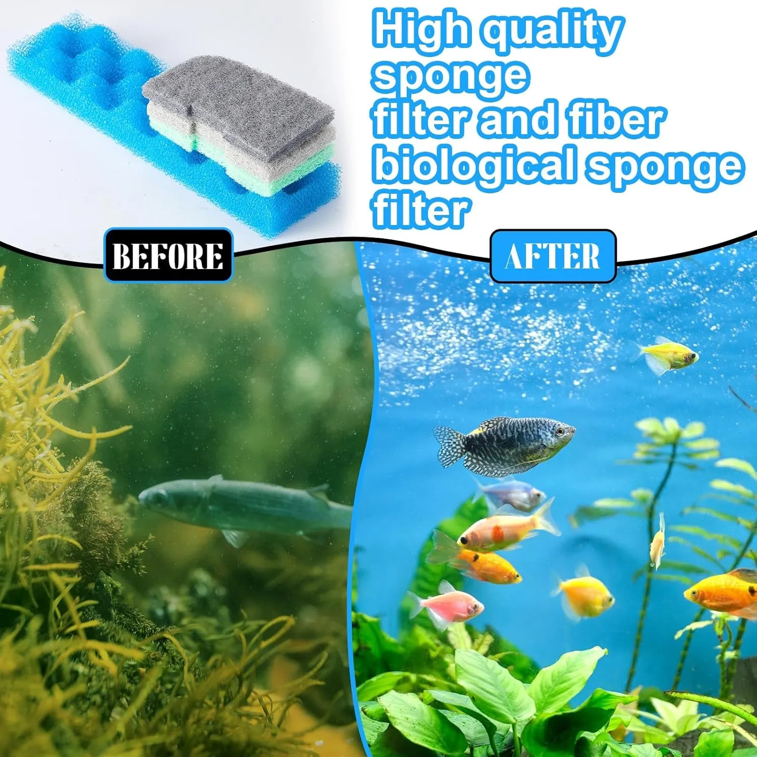 40 Pcs Replacement Filter Media Kit Compatible with Fluval 406/407 Aquarium Filters Including 4 Biological Foams, 12 Ammonia Remover, 12 Phosphate Remover, 12 Nitrite Remover