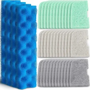 40 Pcs Replacement Filter Media Kit Compatible with Fluval 406/407 Aquarium Filters Including 4 Biological Foams, 12 Ammonia Remover, 12 Phosphate Remover, 12 Nitrite Remover