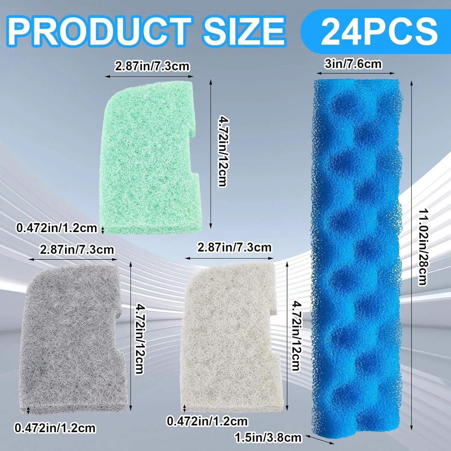 40 Pcs Replacement Filter Media Kit Compatible with Fluval 406/407 Aquarium Filters Including 4 Biological Foams, 12 Ammonia Remover, 12 Phosphate Remover, 12 Nitrite Remover