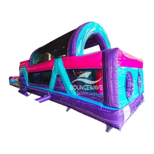 46ft Purple Palace Teal Hybrid Inflatable Obstacle Course