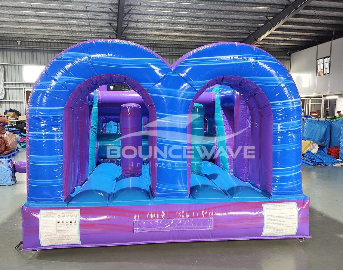 46ft Purple Plunge Teal "Flash" Hybrid Inflatable Obstacle Course