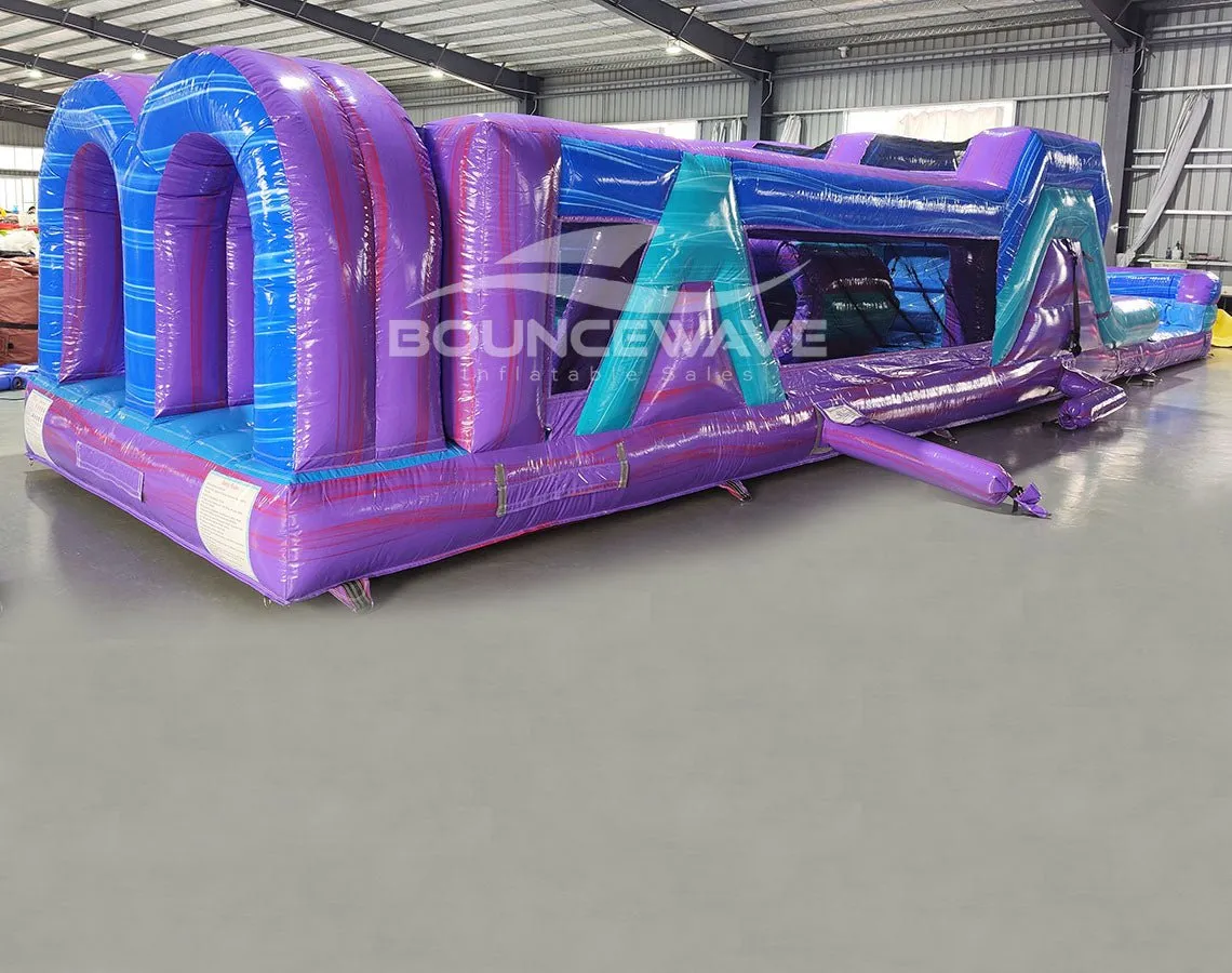 46ft Purple Plunge Teal "Flash" Hybrid Inflatable Obstacle Course
