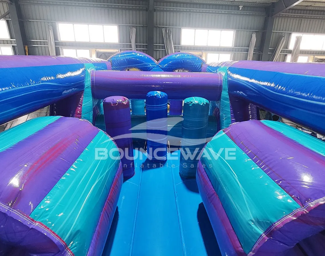 46ft Purple Plunge Teal "Flash" Hybrid Inflatable Obstacle Course