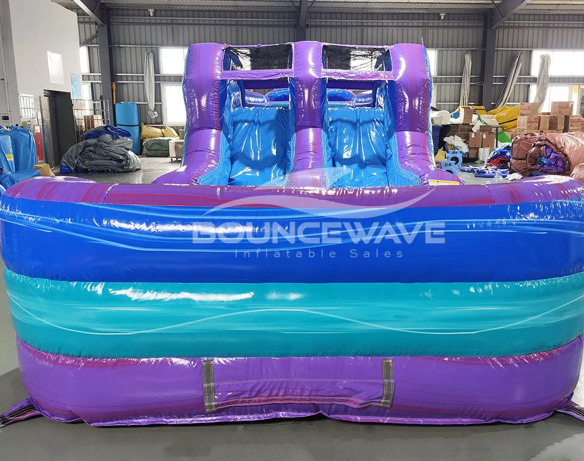 46ft Purple Plunge Teal "Flash" Hybrid Inflatable Obstacle Course