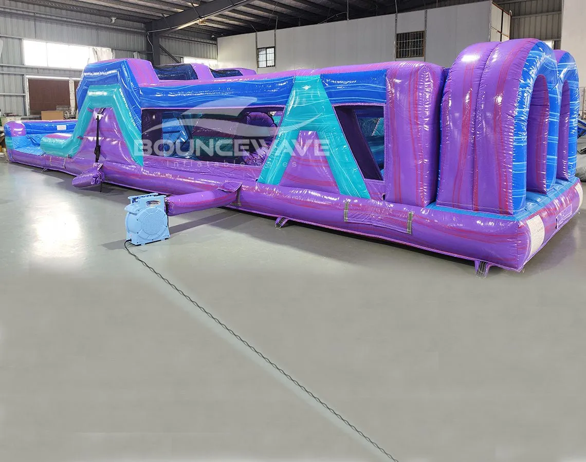 46ft Purple Plunge Teal "Flash" Hybrid Inflatable Obstacle Course