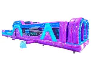 46ft Purple Plunge Teal "Flash" Hybrid Inflatable Obstacle Course