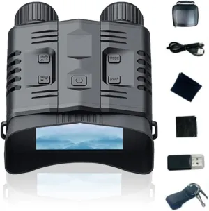 4K Binoculars for Adults,52MP IR Night Vision Goggles with 3.2'' Screen,10 X Zoom,7 Level Infrared,Memory Card,Shockproof,Digital Binoculars Night Vision and Day for Camping Hunting Bird Watching