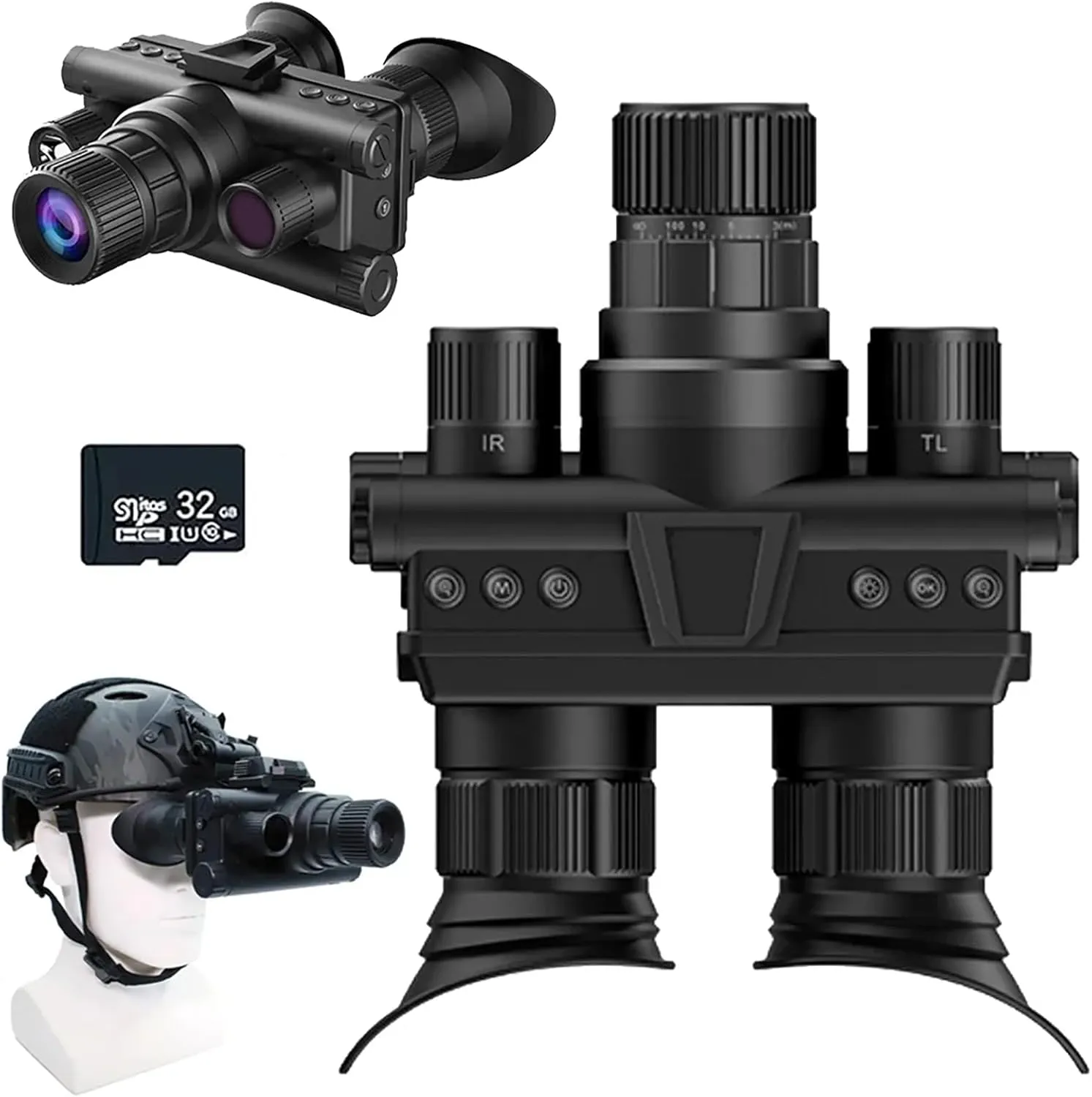 4K Digital Infrared Head Mounted Night Vision Goggles for Adults, Thermal Goggles Military Tactical Night Vision Binoculars with 32G Memory Card