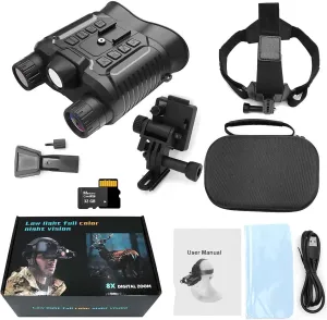 4K Night Vision Binoculars for Adults, 2.7'' Large Screen Night Vision Goggles - Head Mounted, NVG Digital Night Vision with Elastic Head Strap and 32GB Memory Card
