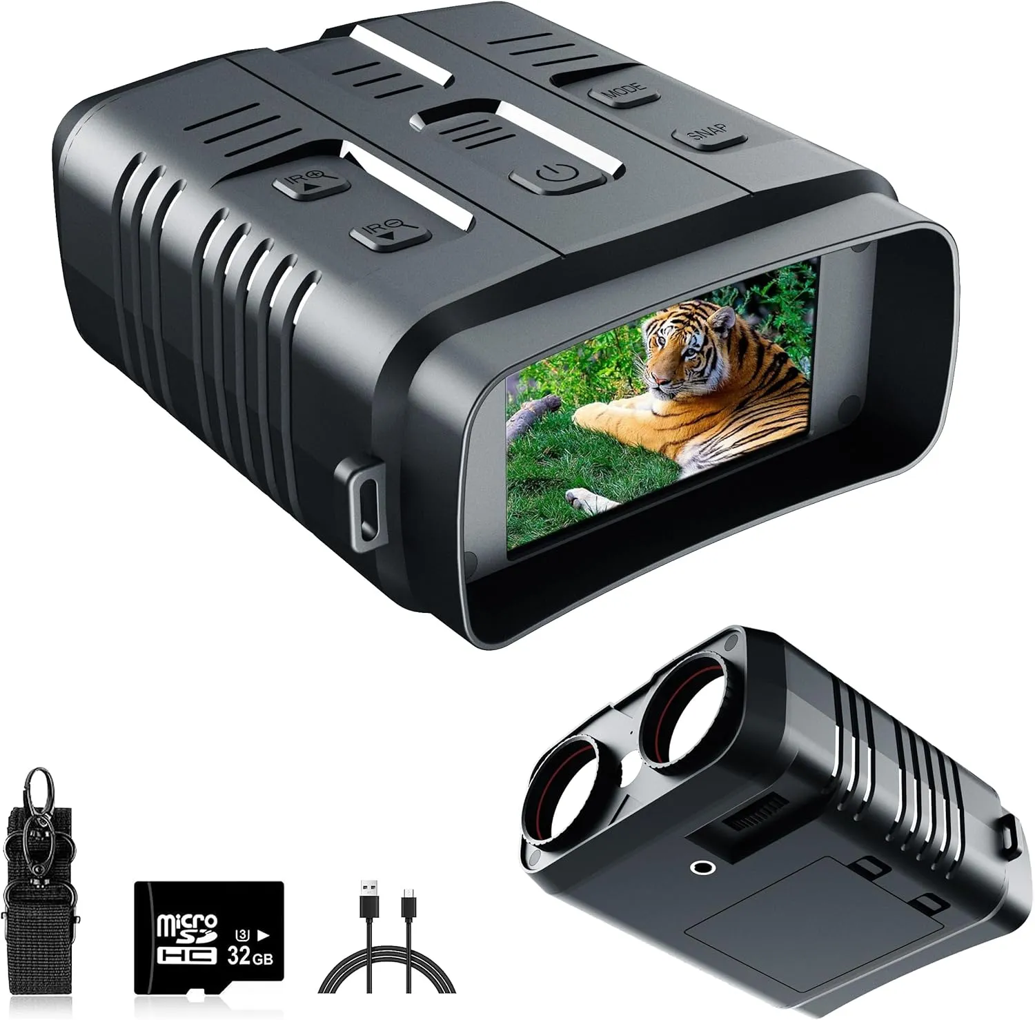 4K Night Vision Binoculars for Adults,Night Vision Goggles IP54 Waterproof 10X Digital Zoom Infrared Binoculars with 3'' Large Screen 32GB Memory Card for Storage&Rechargeable Lithium Battery