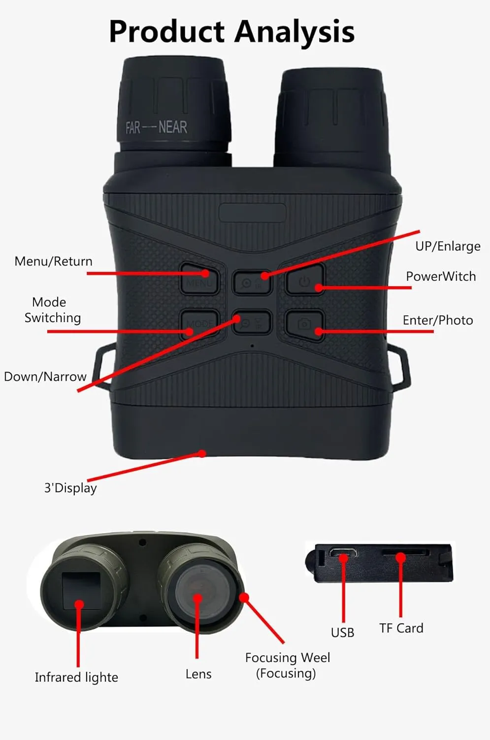 4K Night Vision Binoculars with 42MP HD Camera, Infrared Capability for Hunting, Security, and Outdoor Adventures