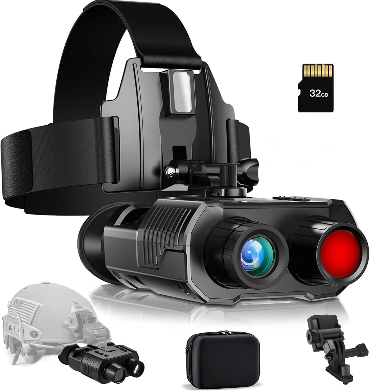 4K Night Vision Goggles Head Mounted, 1312FT Night Vision Binoculars with 3D Vision Effect, 8 X Digital Zoom, Infrared Goggles for Adults, Include 32GB Cards