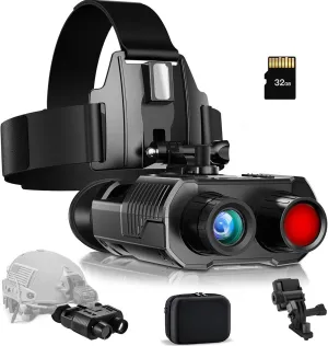 4K Night Vision Goggles Head Mounted, 1312FT Night Vision Binoculars with 3D Vision Effect, 8 X Digital Zoom, Infrared Goggles for Adults, Include 32GB Cards