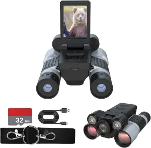 4K Night Vision Goggles, Night Vision Binoculars, with 2.4" HD Display 8X Digital Zoom and 7-Level IR, with 32GB Memory Card to Save Photos and Videos, for Camping
