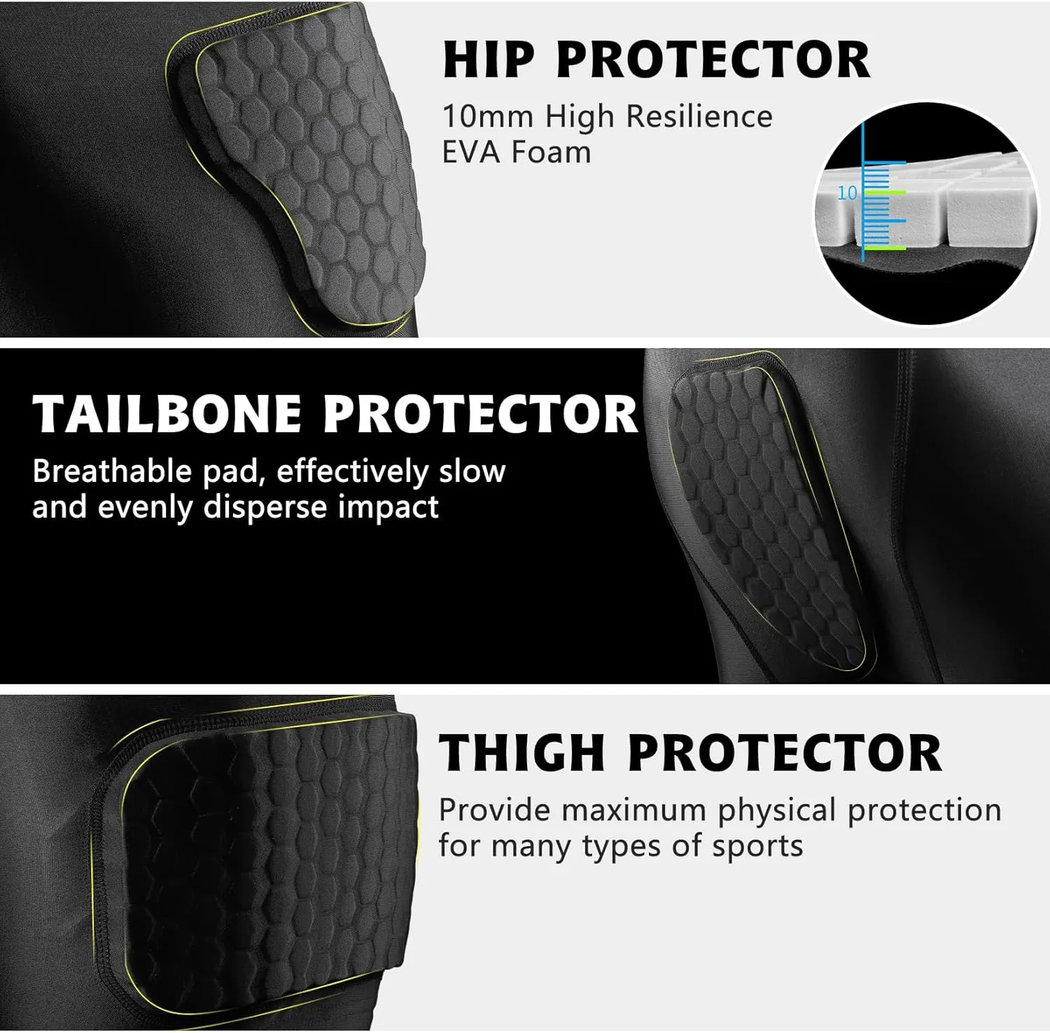 5 Pad Football Girdle for Men Youth - Padded Compression Shorts with Hip, Thigh Pads for Football, Baseball, Sliding Protective Gear for Adults Teens High-Density EVA Foam