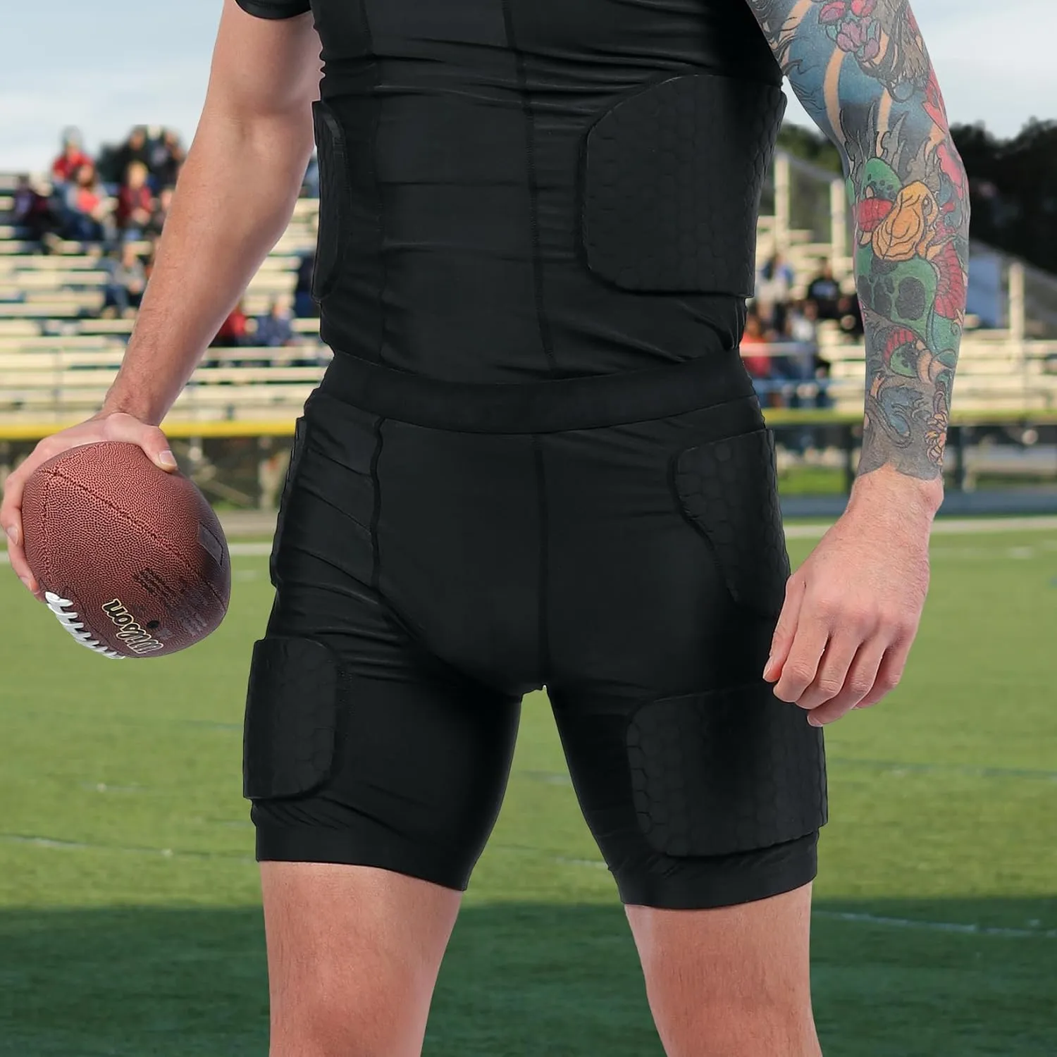5 Pad Football Girdle for Men Youth - Padded Compression Shorts with Hip, Thigh Pads for Football, Baseball, Sliding Protective Gear for Adults Teens High-Density EVA Foam