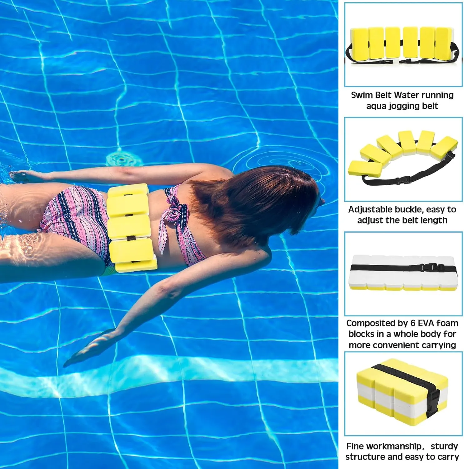 5 Pcs Aquatic Exercise Set Including 2 Ankle Swimming Weights 2 Lightweight Aquatic Exercise Dumbbells and Swim Belt Pool Exercise Equipment for Aquatic Aerobics Exercise