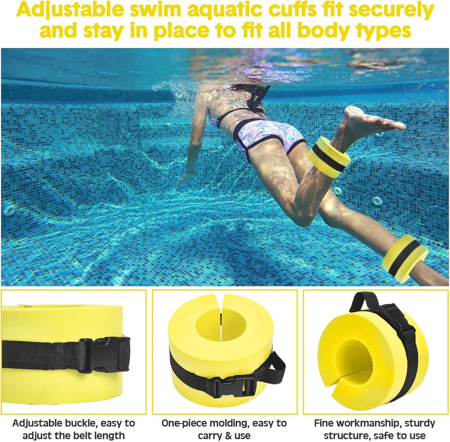 5 Pcs Aquatic Exercise Set Including 2 Ankle Swimming Weights 2 Lightweight Aquatic Exercise Dumbbells and Swim Belt Pool Exercise Equipment for Aquatic Aerobics Exercise
