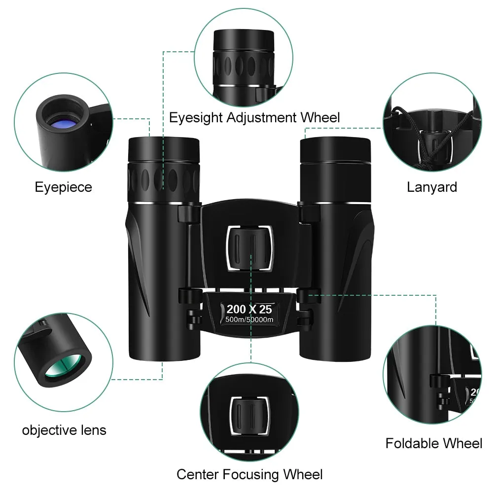 50000M Telescope Professional Binoculars,200x25,Mini Portable Folding Binoculars,High Zoom, Low Light Night Vision Telescope