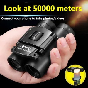50000M Telescope Professional Binoculars,200x25,Mini Portable Folding Binoculars,High Zoom, Low Light Night Vision Telescope