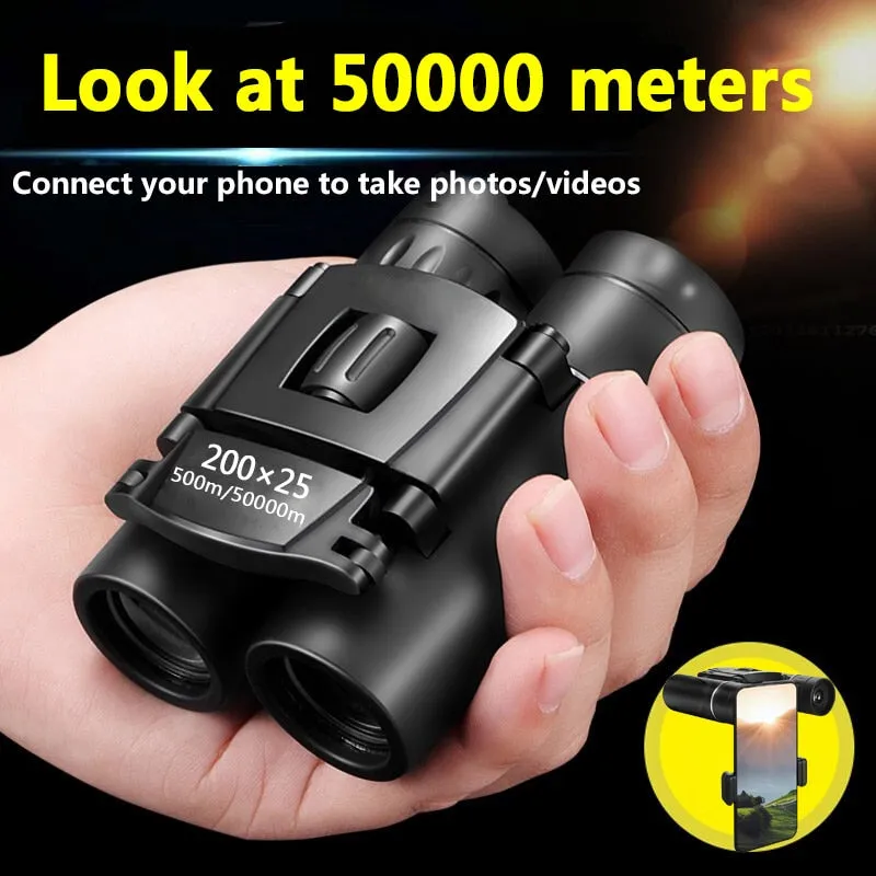 50000M Telescope Professional Binoculars,200x25,Mini Portable Folding Binoculars,High Zoom, Low Light Night Vision Telescope